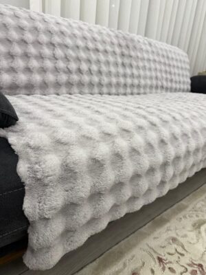Babıl Tavşan Tüğü Çekyat Örtüsü - Açık Gri