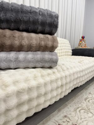 Babıl Tavşan Tüğü Çekyat Örtüsü - Krem