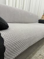 Petek Desen Çekyat Örtüsü - Açık Gri