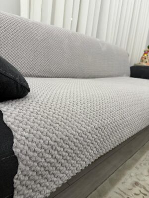 Petek Desen Çekyat Örtüsü - Açık Gri