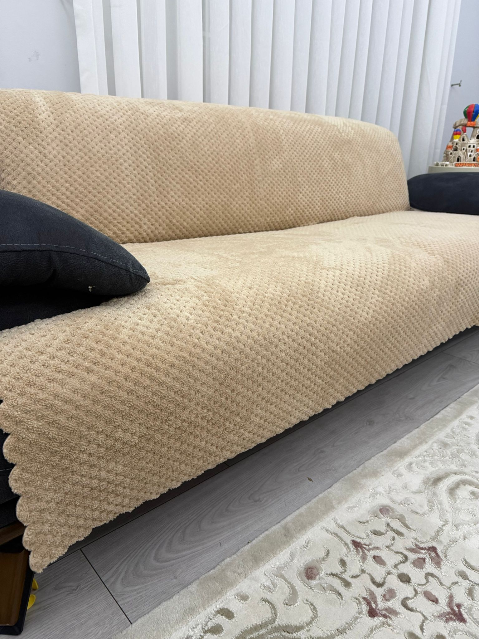 İthal Soft Süngerli Çekyat Örtüsü - Açık Vizon